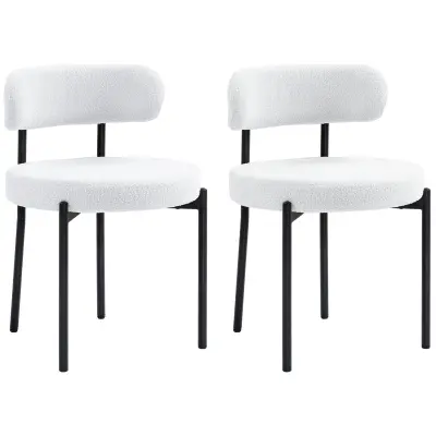 HOMCOM Jedilni stoli, poliester, jeklo 51D x 51Š x 76V cm, krem bel