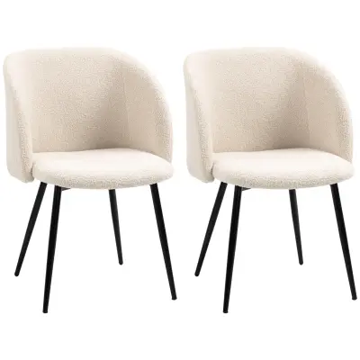 HOMCOM Jedilni stoli, poliester, jeklo 55D x 62Š x 80V cm, krem bel