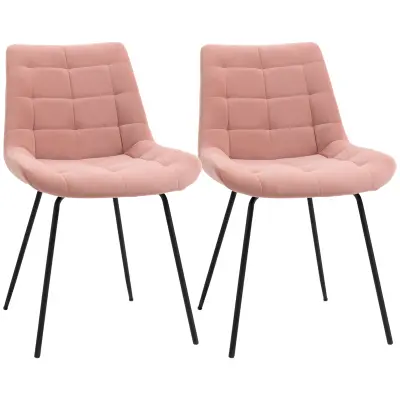 HOMCOM Jedilni stol, flanel, pena, jeklo 50D x 61Š x 79V cm, roza