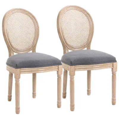 HOMCOM Jedilni stol, poliester, gumijev les 49D x 56Š x 96V cm, siva