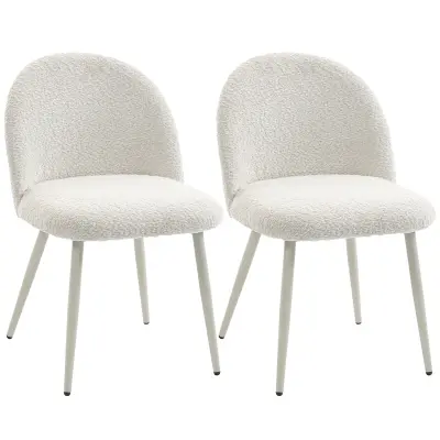 HOMCOM Jedilni stol, poliester, kovina 57,5D x 50,5Š x 78,5V cm, krem bel