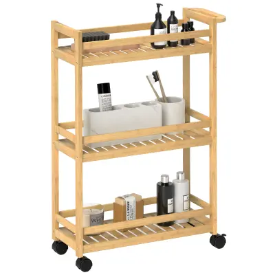 HOMCOM voziček bambus 55D x 20Š x 75V cm naravni les