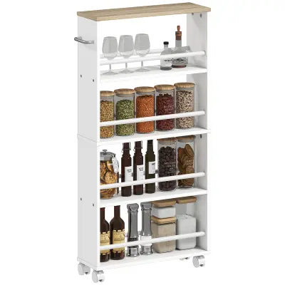 HOMCOM premični voziček iverna plošča, jeklo 45D x 15Š x 91V cm naravni les