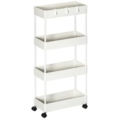 HOMCOM kuhinjski voziček jeklo, plastika 40D x 19Š x 90V cm belo
