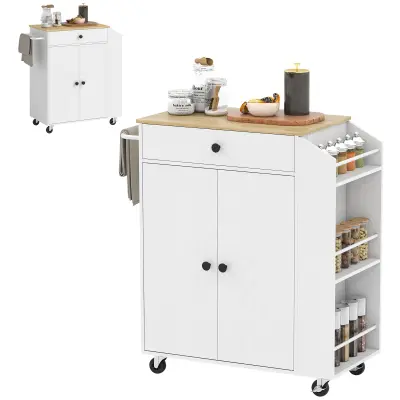HOMCOM Kuhinjski otok, iverka in MDF – 82D x 38Š x 86,5V cm – Bela