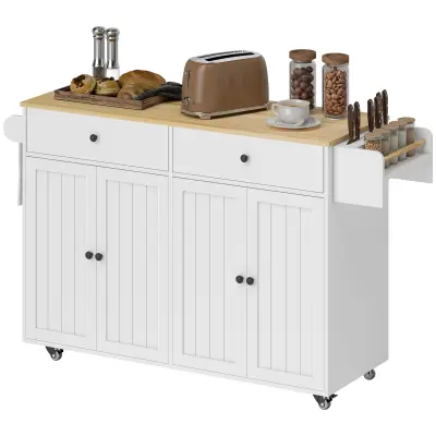 HOMCOM kuhinjski otok iverna plošča, MDF 147D x 43Š x 89V cm bela