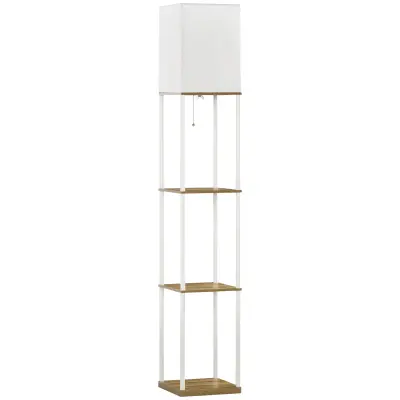 HOMCOM stoječa svetilka MDF, kovina 26D x 26Š x 159V cm belo