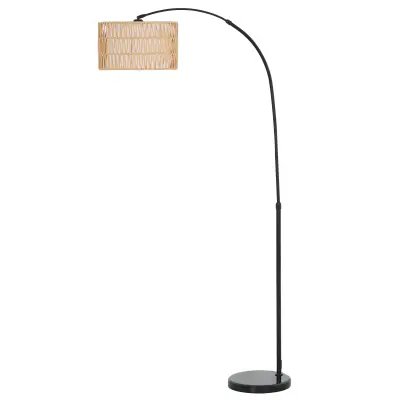 HOMCOM stoječa svetilka kovina, marmor 93D x 34Š x 144–175V cm črno+rjavo