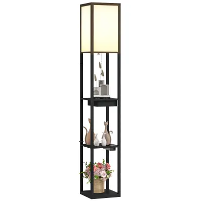 HOMCOM stoječa svetilka MDF, vezana plošča 26D x 26Š x 159V cm črno+belo