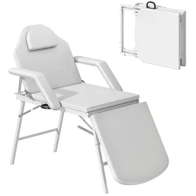 HOMCOM Masažna miza (umetno usnje, jeklo) 182D x 82Š x 68V cm – bela