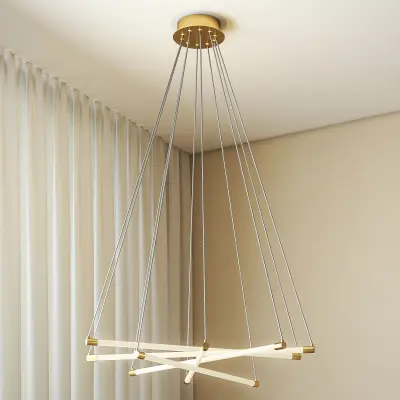 HOMCOM viseča svetilka kovina, plastika Ø82 x 124V cm zlato+belo