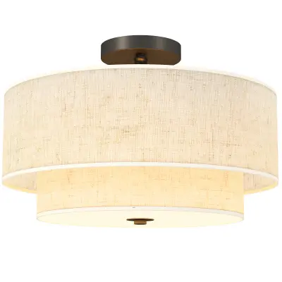 HOMCOM stropna svetilka kovina, tkanina 40D x 40Š x 26V cm krem
