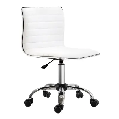 HOMCOM pisarniški stol jeklo, umetno usnje D48 x Š52 x V78–90 cm Bela