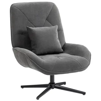 HOMCOM naslonjač šenil, pena 92D x 72Š x 96V cm Temno siva