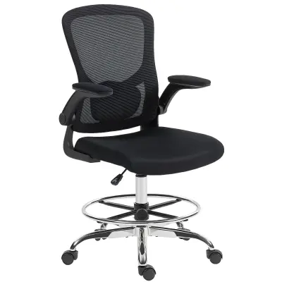 HOMCOM pisalni stol poliester, jeklo 60D x 60Š x 108–132V cm Črna