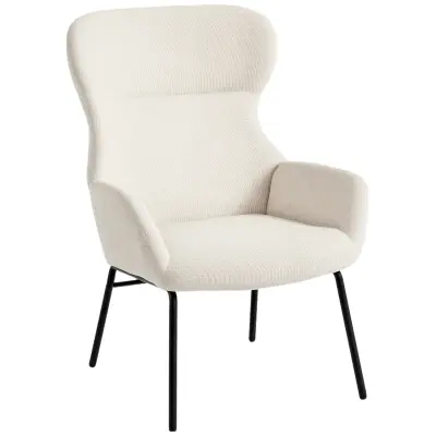 HOMCOM ušesni naslonjač poliester 74,5D x 70Š x 103,5V cm Krem bela