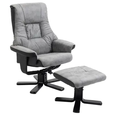 HOMCOM sprostitveni naslonjač s stolčkom mikrovlaken (100% poliester) 78D x 82,5Š x 109V cm Siva