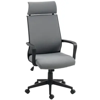 HOMCOM pisarniški stol poliester, pena 69D x 60,5Š x 109 117V cm Temno siv