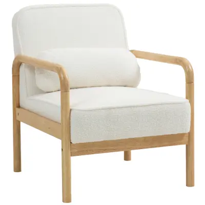 HOMCOM naslonjač poliester, gumijast les 80D x 67Š x 83V cm Bela