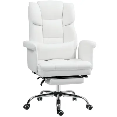 HOMCOM pisarniški stol umetno usnje 69D x 65Š x 107 115V cm Bel