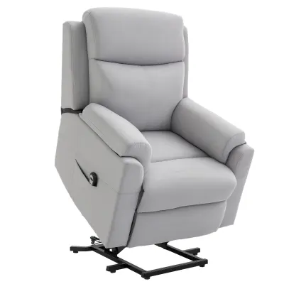 HOMCOM naslonjač za vstajanje lanu podoben poliester, kovina, pena 83Š x 89G x 102V cm Svetlo siva