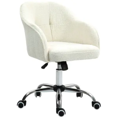 HOMCOM pisarniški stol poliester, umetno usnje 56D x 61Š x 76–86V cm Krem bela