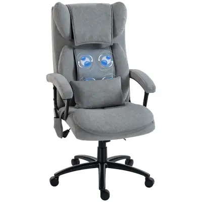 HOMCOM masažni pisarniški stol poliester, pena 76D x 70,5Š x 114 122V cm Siv