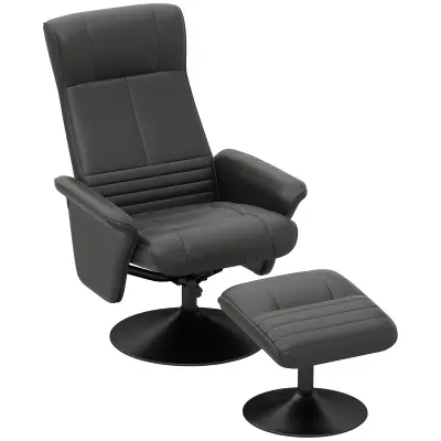 HOMCOM sprostitveni naslonjač z nogostolčkom poliester, jeklo 69D x 71Š x 104V cm Črna
