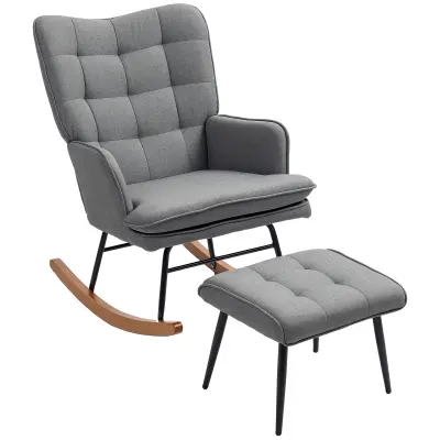 HOMCOM zibajoči stol s stolčkom poliester, pena 64D x 89Š x 90V cm Temno siva