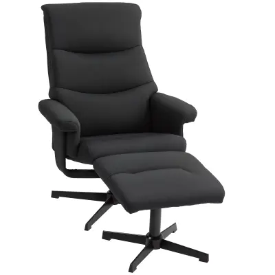 HOMCOM sprostitveni naslonjač s stolčkom poliester 74D x 81Š x 102V cm Črna