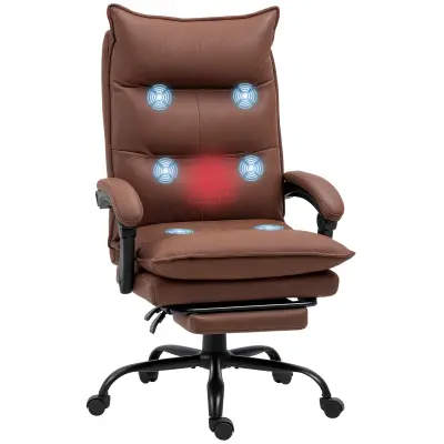 Vinsetto masažni pisarniški stol poliester, jeklo 66D x 74Š x 114 121,5V cm Rjav