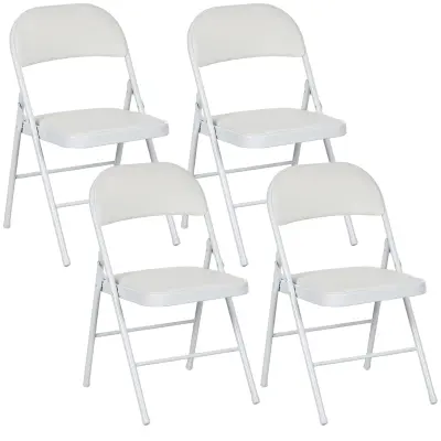 HOMCOM zložljivi stoli umetno usnje, jeklo 46D x 45Š x 78V cm Bela