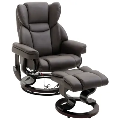 HOMCOM sprostitveni sedež z nogarno umetno usnje, jeklo 79Š x 82G x 101V cm Rjav