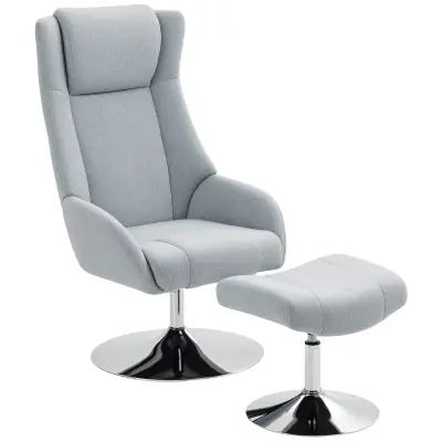 HOMCOM sprostitveni naslonjač s stolčkom poliester, kovina 84D x 68Š x 118V cm Siva