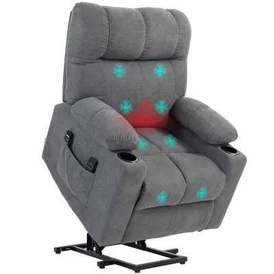 HOMCOM naslonjač s pomočjo pri vstajanju poliester, kovina 91D x 95Š x 109V cm Siva