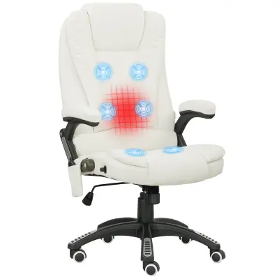 Vinsetto masažni stol imitacija platna (100% poliester), pena 67Š x 74G x 107 116V cm Krem bel