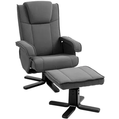 HOMCOM sprostitveni naslonjač s stolčkom poliester 87D x 67Š x 96V cm Temno siva