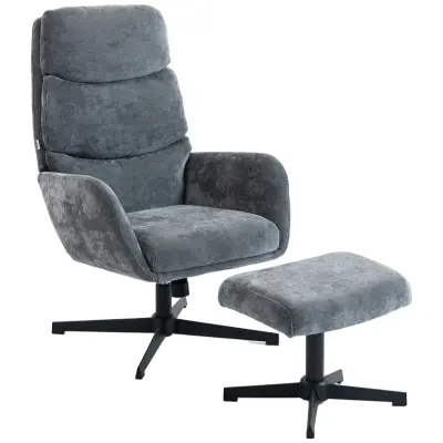 HOMCOM sprostitveni naslonjač s stolčkom poliester, kovina 75D x 66Š x 99V cm Siva