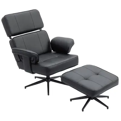 HOMCOM sprostitveni naslonjač umetno usnje, kovina 91D x 79Š x 89V cm Črna