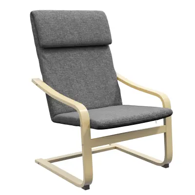 HOMCOM naslonjač z nasloni za roke lanena tkanina (100% poliester), evkaliptus, pena 66,5Š x 80G x 99V cm Temno siva