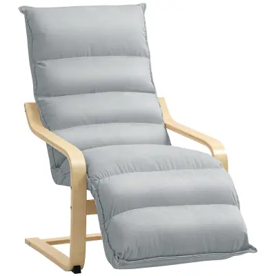 HOMCOM počivalni naslonjač poliester, breza laminat 93–114D x 67Š x 105V cm Svetlo siva