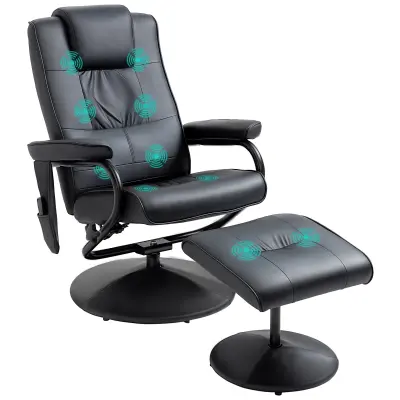 HOMCOM masažni sedež umetno usnje, pena, kovina 77Š x 84G x 95V cm Črn