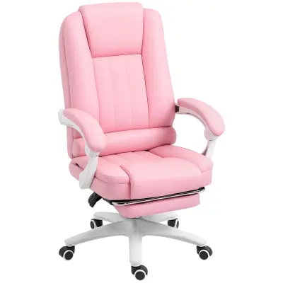 Vinsetto pisarniški stol umetno usnje, pena, najlon, jeklo 65D x 68Š x 107 116V cm Roza