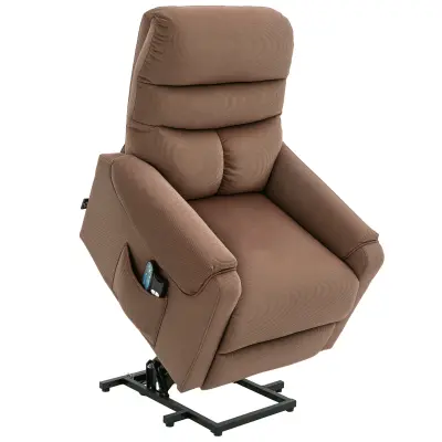 HOMCOM naslonjač za vstajanje poliesterska tkanina, kovina 83Š x 93G x 110V cm Rjava