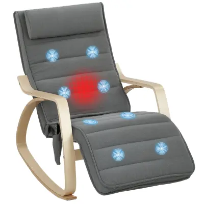 HOMCOM zibajoči stol poliester 106D x 67Š x 92V cm Siva