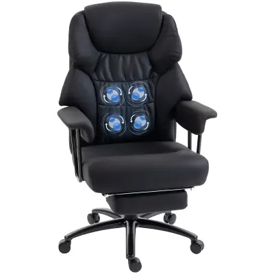 HOMCOM masažni pisarniški stol leathaire (100 % poliester) 72D x 77Š x 122,5V cm Črn