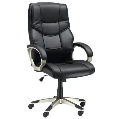 HOMCOM pisarniški sedež umetno usnje, najlon, kovina D53 x Š51 x V(114–124)cm Črn
