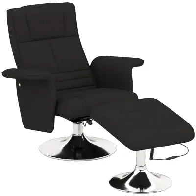 HOMCOM masažni sedež z nogarno poliester, jeklo 78D x 95Š x 88V cm Črn
