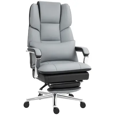 HOMCOM pisarniški stol umetno usnje, pena 63D x 71Š x 123 129V cm Siv