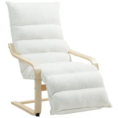 HOMCOM počivalni naslonjač poliester, breza laminat 93–114D x 67Š x 105V cm Bela